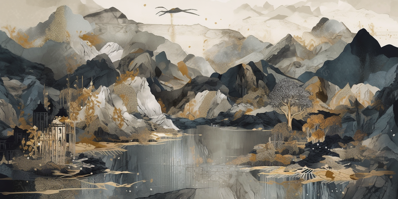 山水风景手绘创意中国风古复古风几何水墨画,插画/手绘图,插画/手绘图库,插画/手绘图下载,插画/手绘